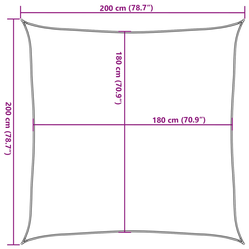 Burė nuo saulės, smėlio, 2x2m, HDPE, 160g/m², kvadratinė