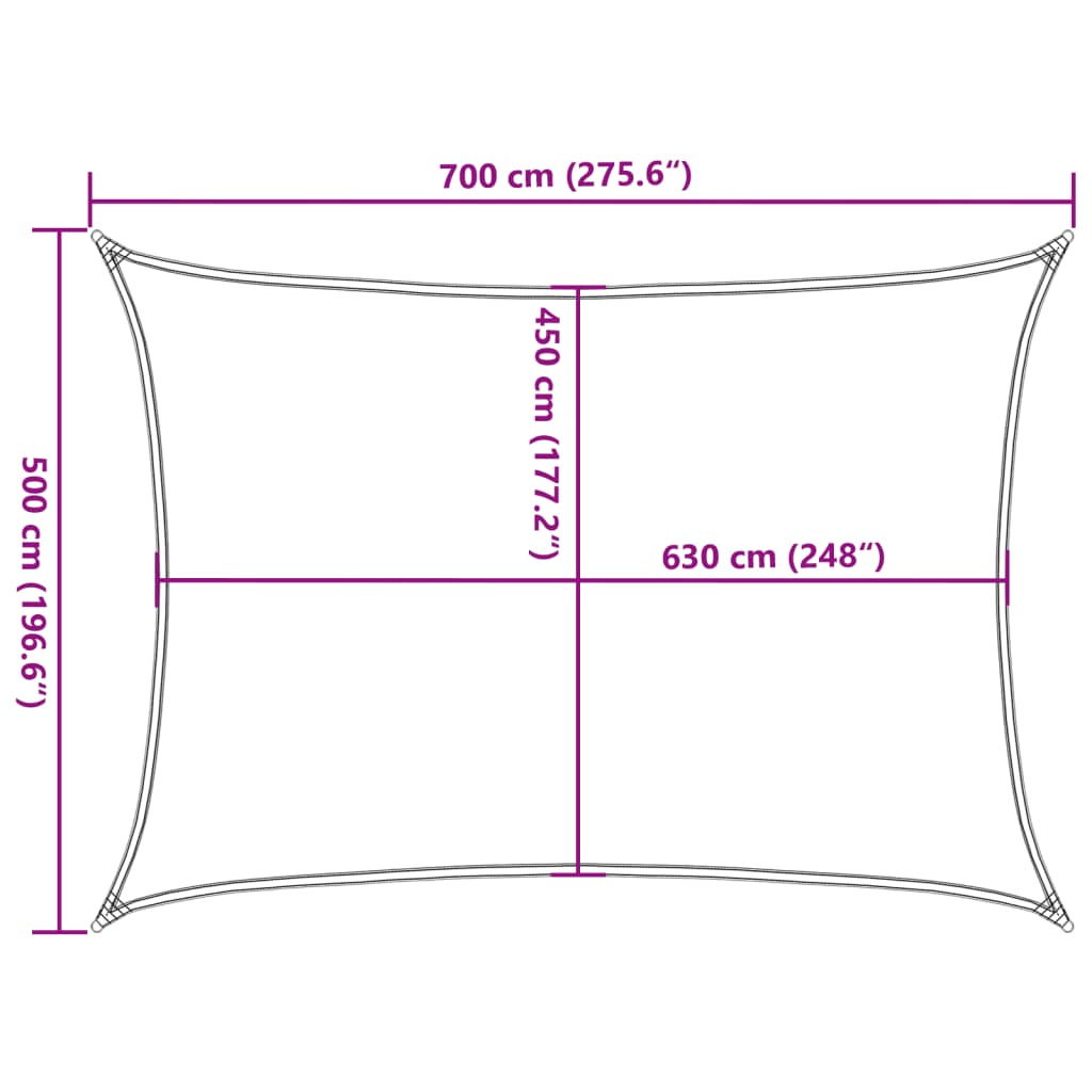 Burė nuo saulės, smėlio, 5x7m, HDPE, 160g/m², stačiakampė