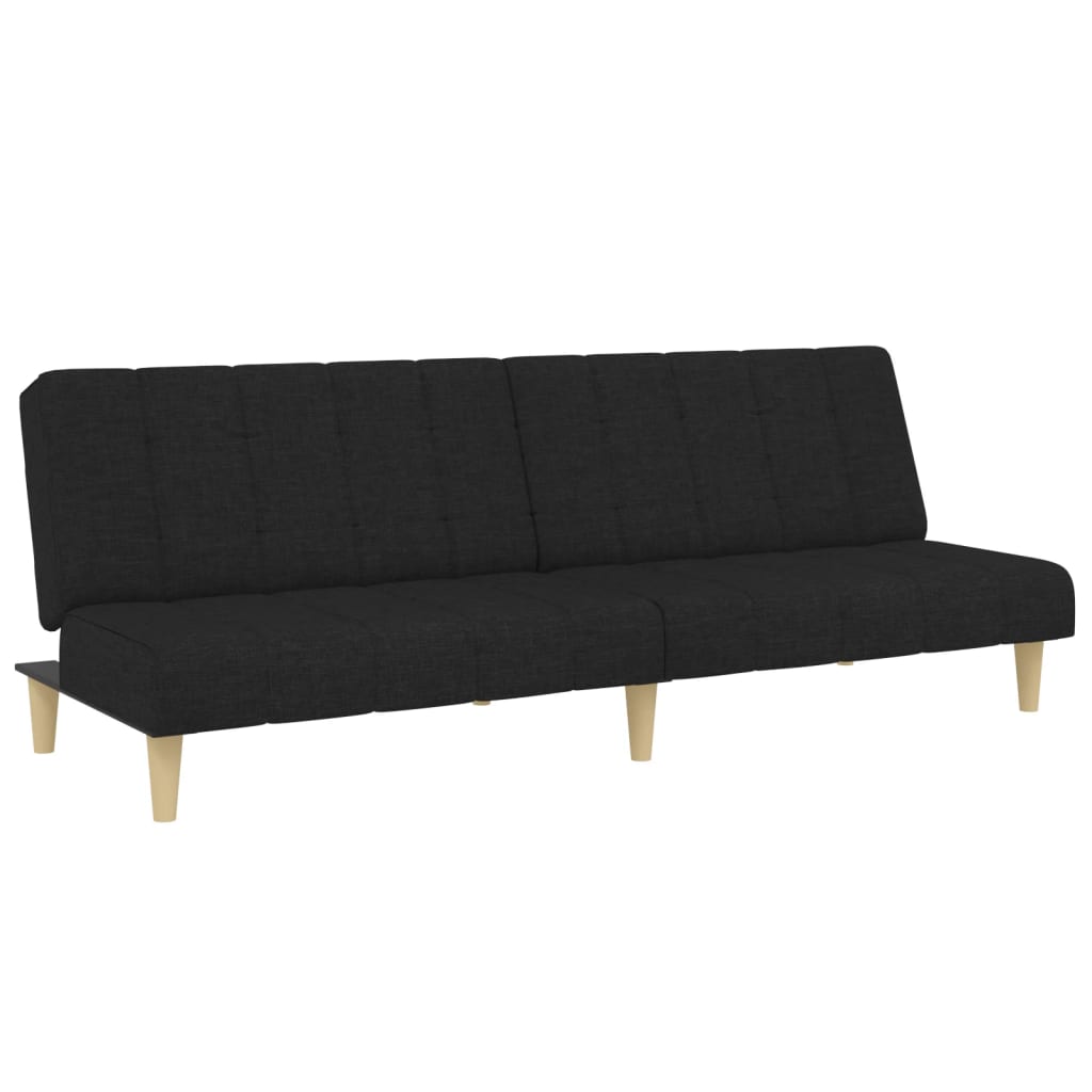 Dvivietė sofa-lova su pakoja, juodos spalvos, audinys