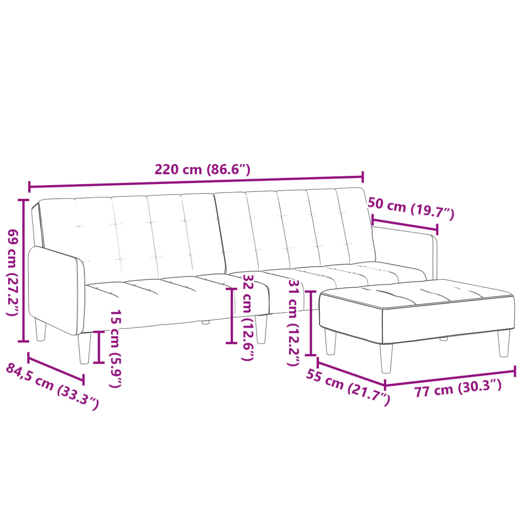 Dvivietė sofa-lova su pakoja, šviesiai pilkos spalvos, audinys