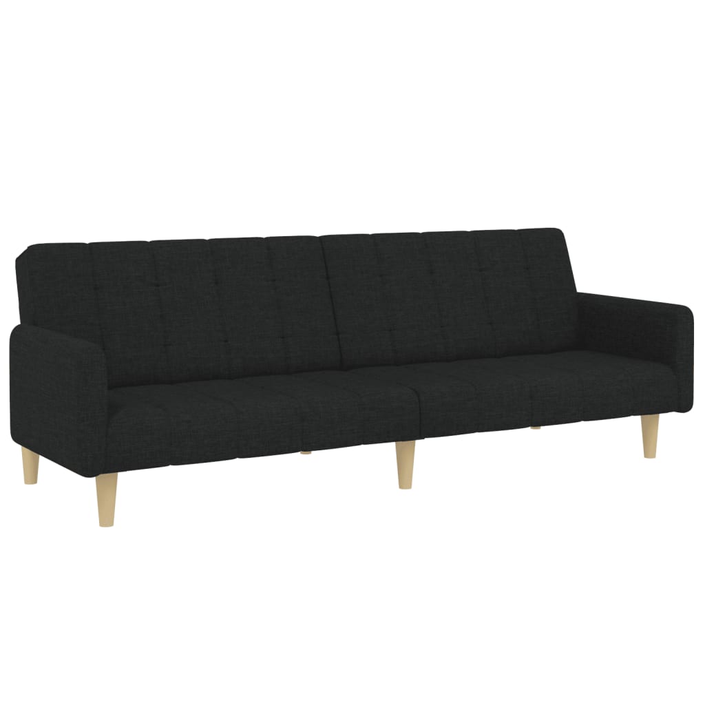 Dvivietė sofa-lova su pakoja, juodos spalvos, audinys