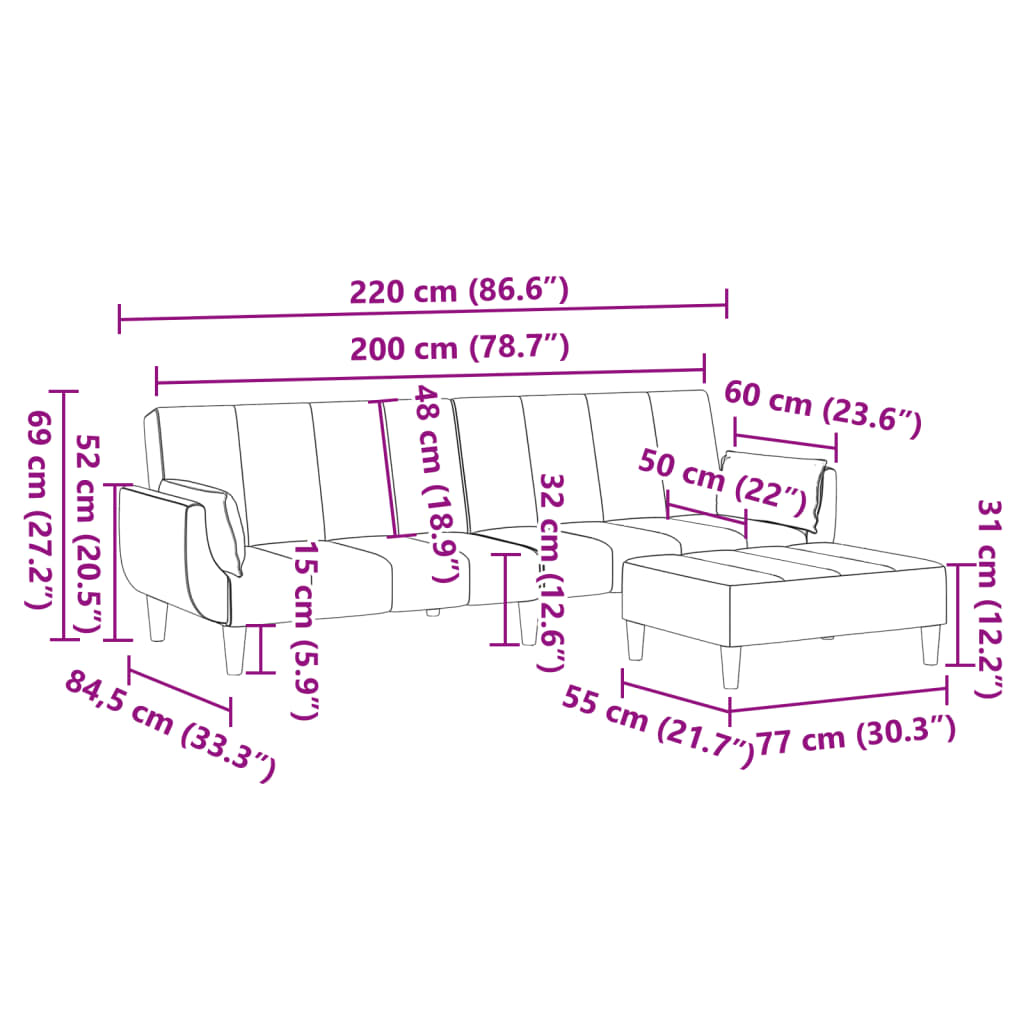 Dvivietė sofa-lova su pakoja, tamsiai pilkos spalvos, aksomas