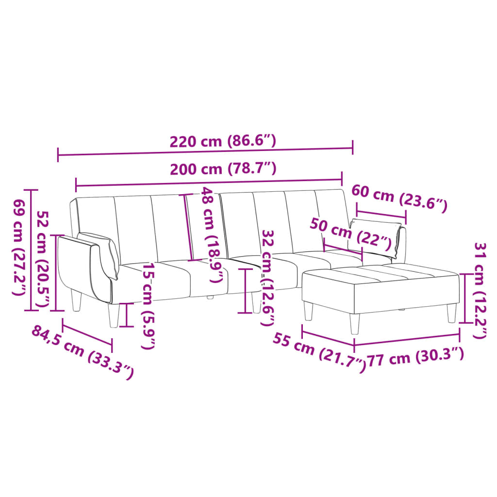 Dvivietė sofa-lova su pakoja, geltonos spalvos, aksomas