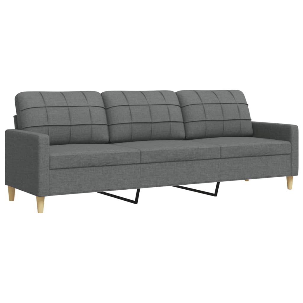 Trivietė sofa, tamsiai pilkos spalvos, 210cm, audinys