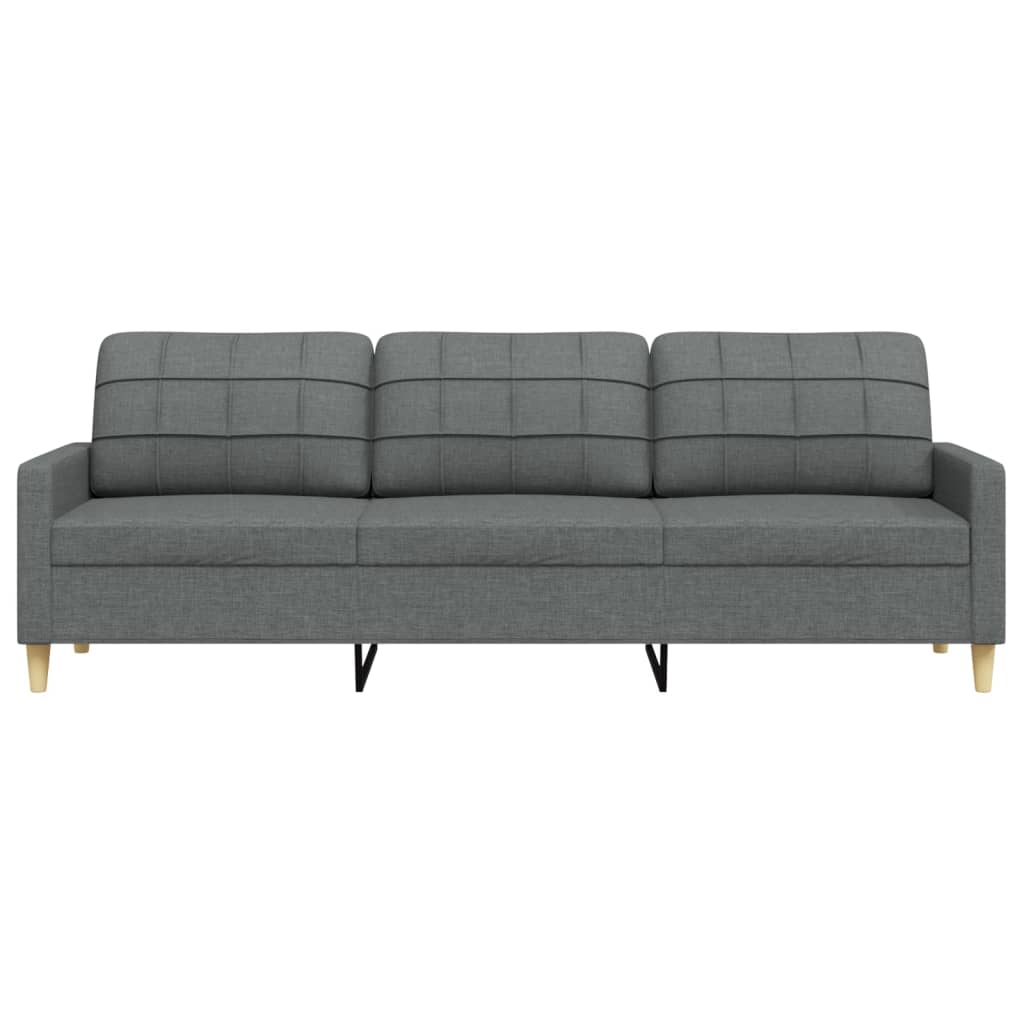 Trivietė sofa, tamsiai pilkos spalvos, 210cm, audinys