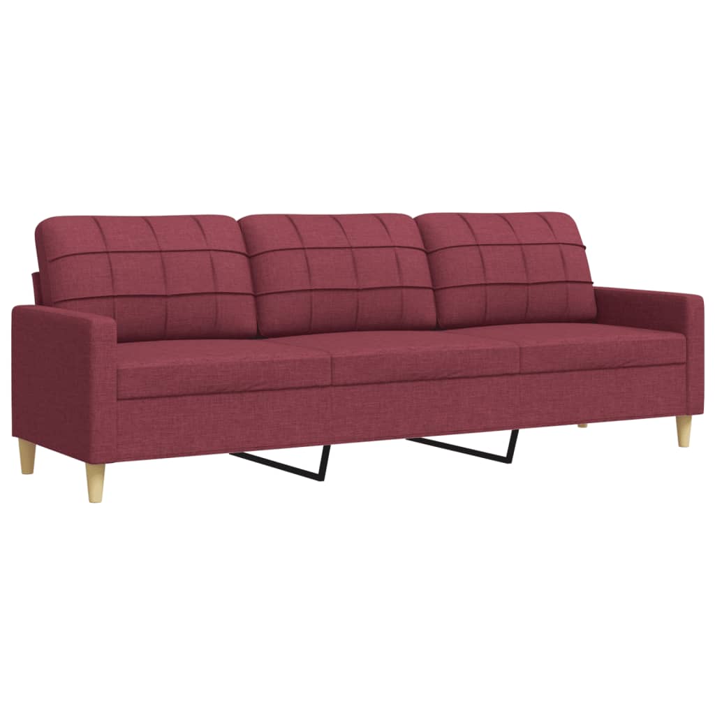 Trivietė sofa, raudonojo vyno spalvos, 180cm, audinys