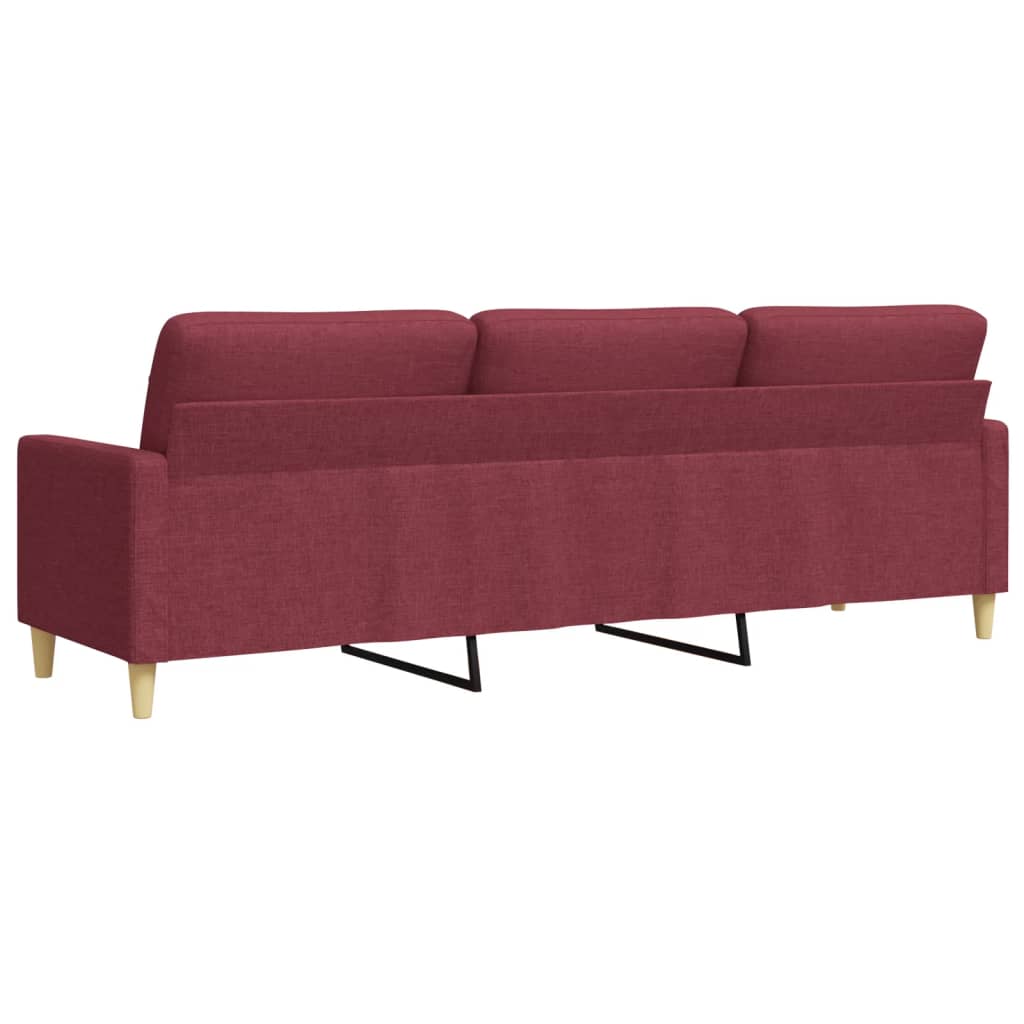 Trivietė sofa, raudonojo vyno spalvos, 180cm, audinys