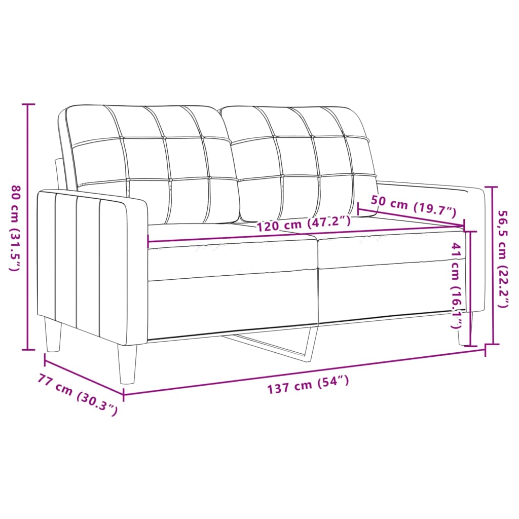 Dvivietė sofa, šviesiai pilkos spalvos, 120cm, aksomas