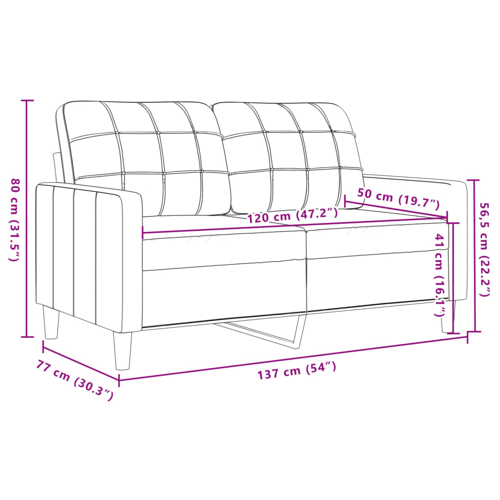 Dvivietė sofa, tamsiai pilkos spalvos, 120cm, aksomas