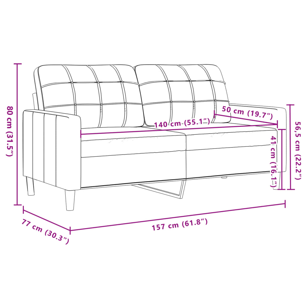 Dvivietė sofa, šviesiai pilkos spalvos, 140cm, aksomas