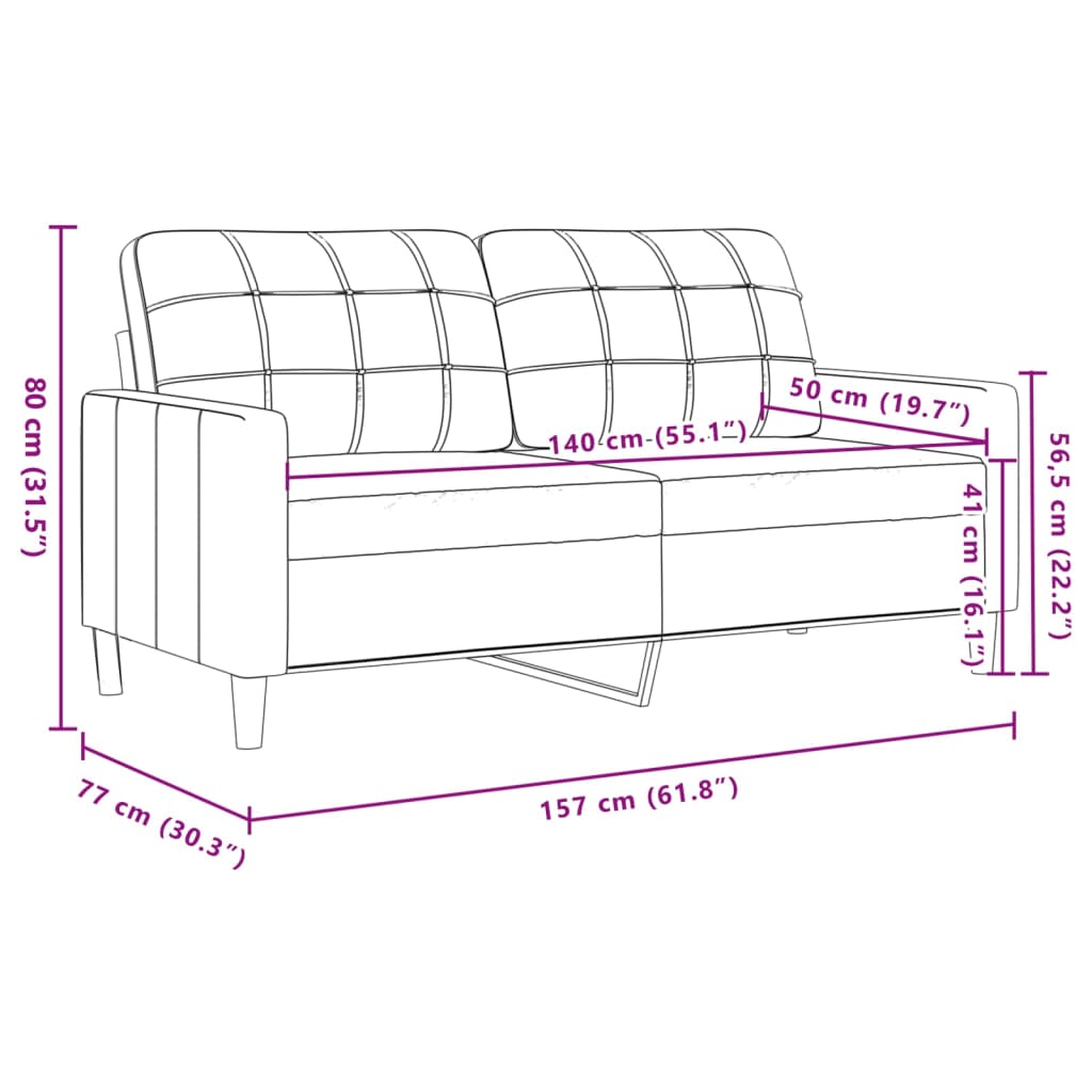 Dvivietė sofa, raudonojo vyno spalvos, 140cm, aksomas