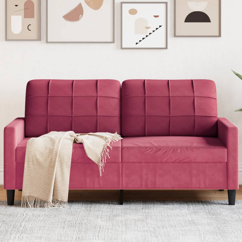 Dvivietė sofa, raudonojo vyno spalvos, 140cm, aksomas