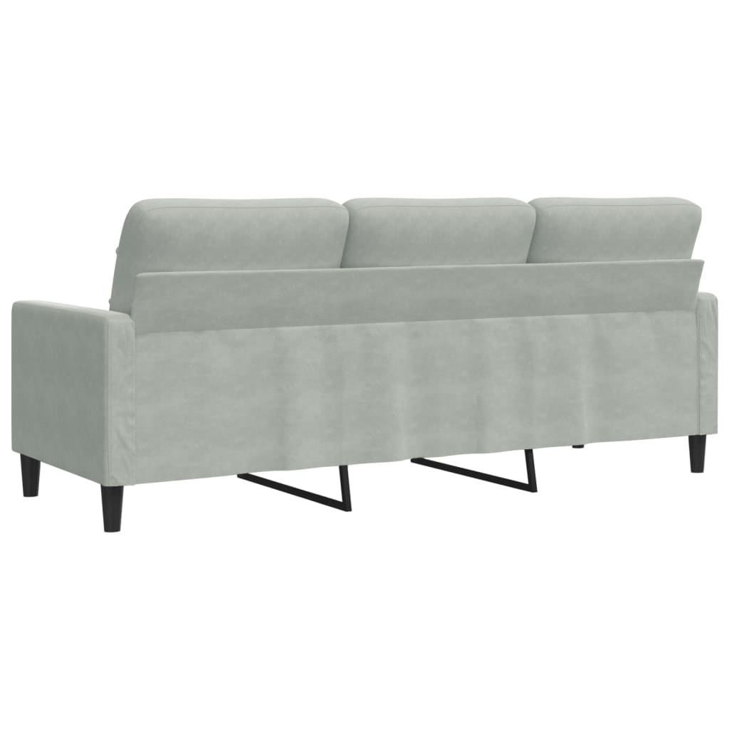 Trivietė sofa, šviesiai pilkos spalvos, 180cm, aksomas