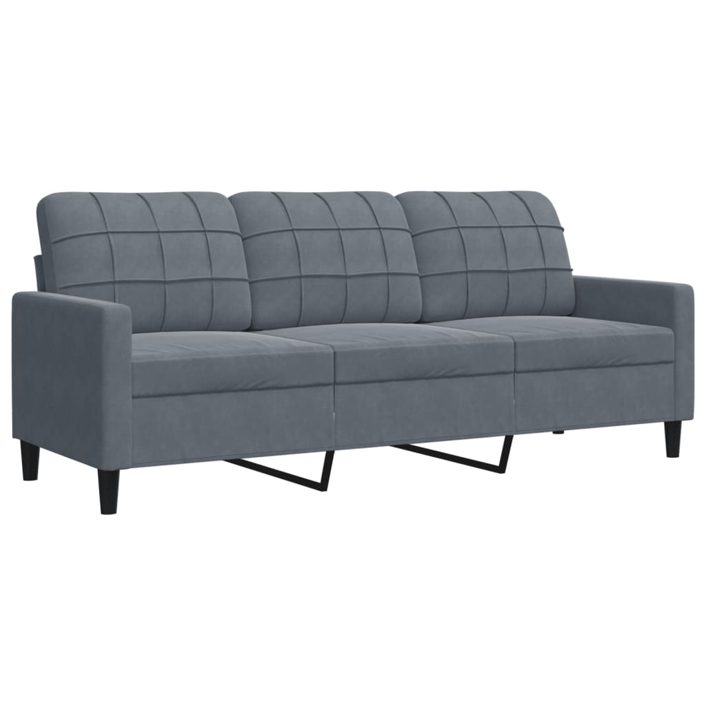 Trivietė sofa, tamsiai pilkos spalvos, 180cm, aksomas