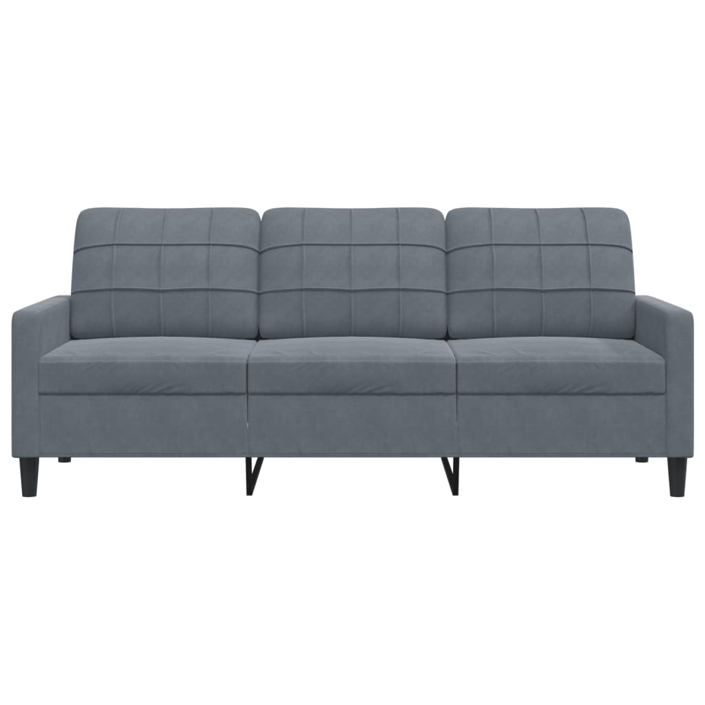 Trivietė sofa, tamsiai pilkos spalvos, 180cm, aksomas