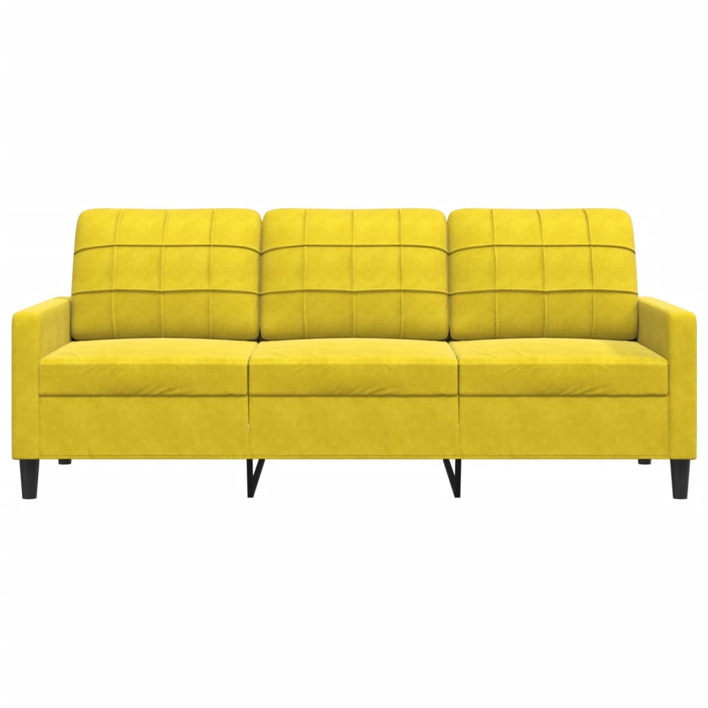 Trivietė sofa, geltonos spalvos, 180cm, aksomas