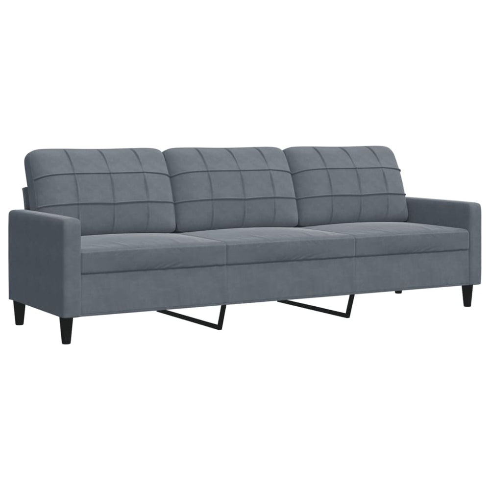 Trivietė sofa, tamsiai pilkos spalvos, 210cm, aksomas