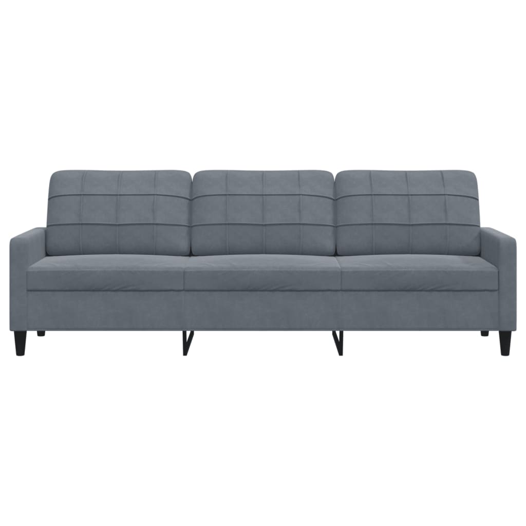 Trivietė sofa, tamsiai pilkos spalvos, 210cm, aksomas