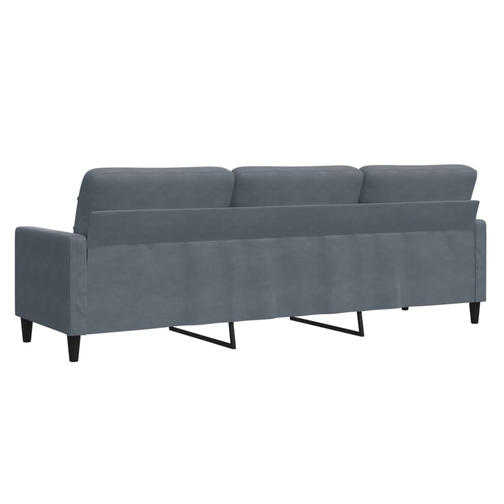 Trivietė sofa, tamsiai pilkos spalvos, 210cm, aksomas