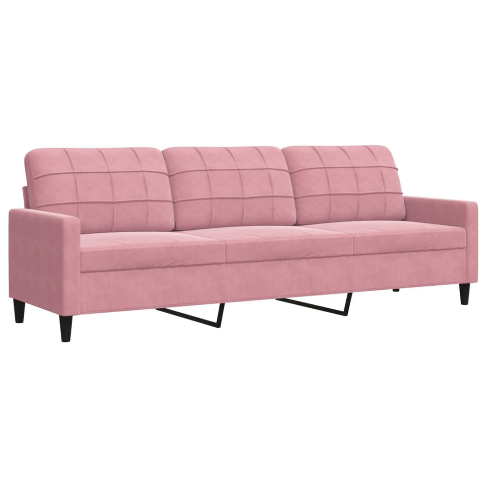 Trivietė sofa, rožinės spalvos, 210cm, audinys