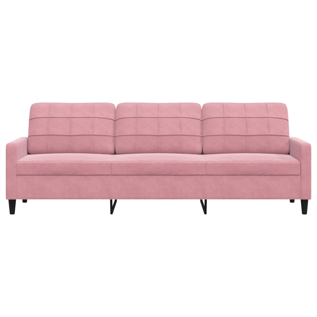 Trivietė sofa, rožinės spalvos, 210cm, audinys