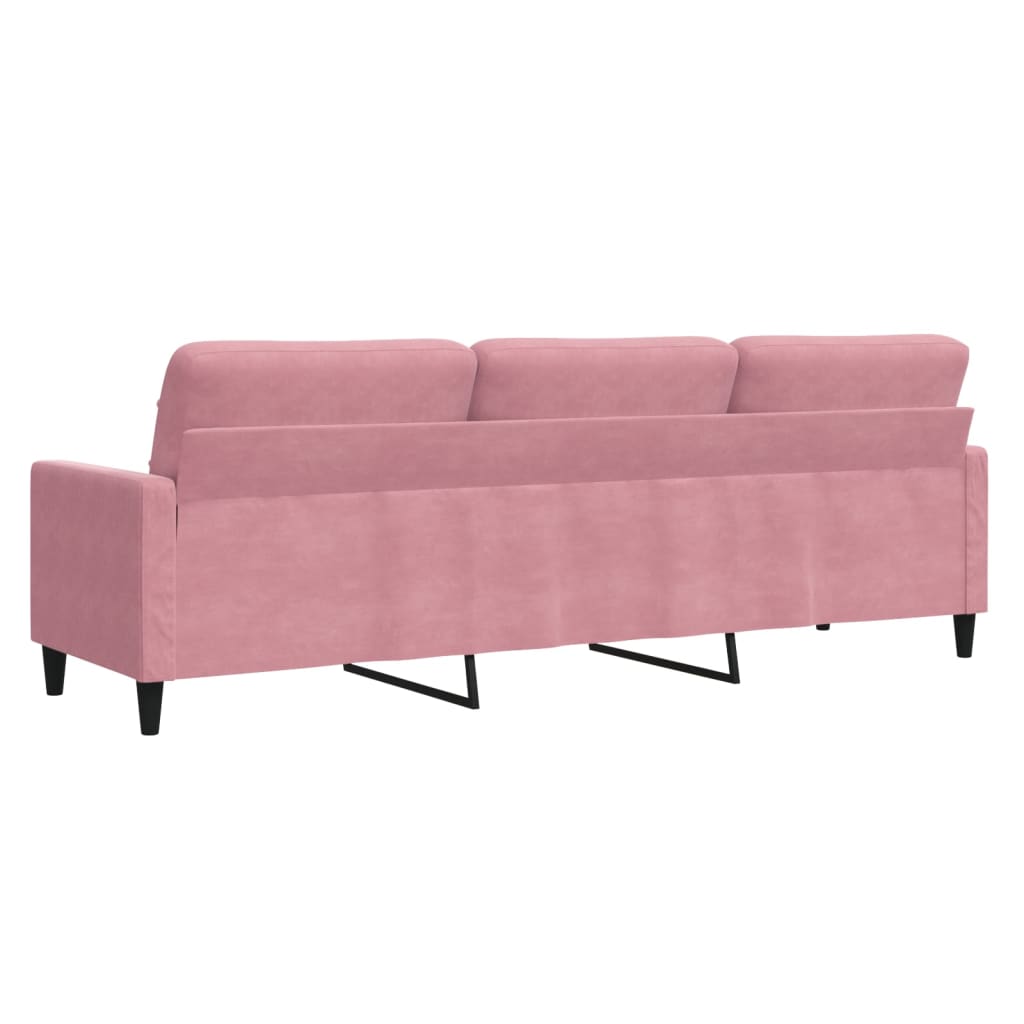 Trivietė sofa, rožinės spalvos, 210cm, audinys