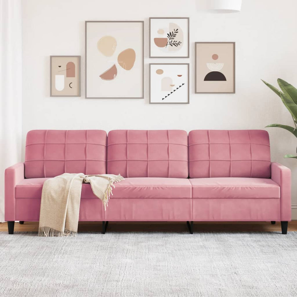 Trivietė sofa, rožinės spalvos, 210cm, audinys