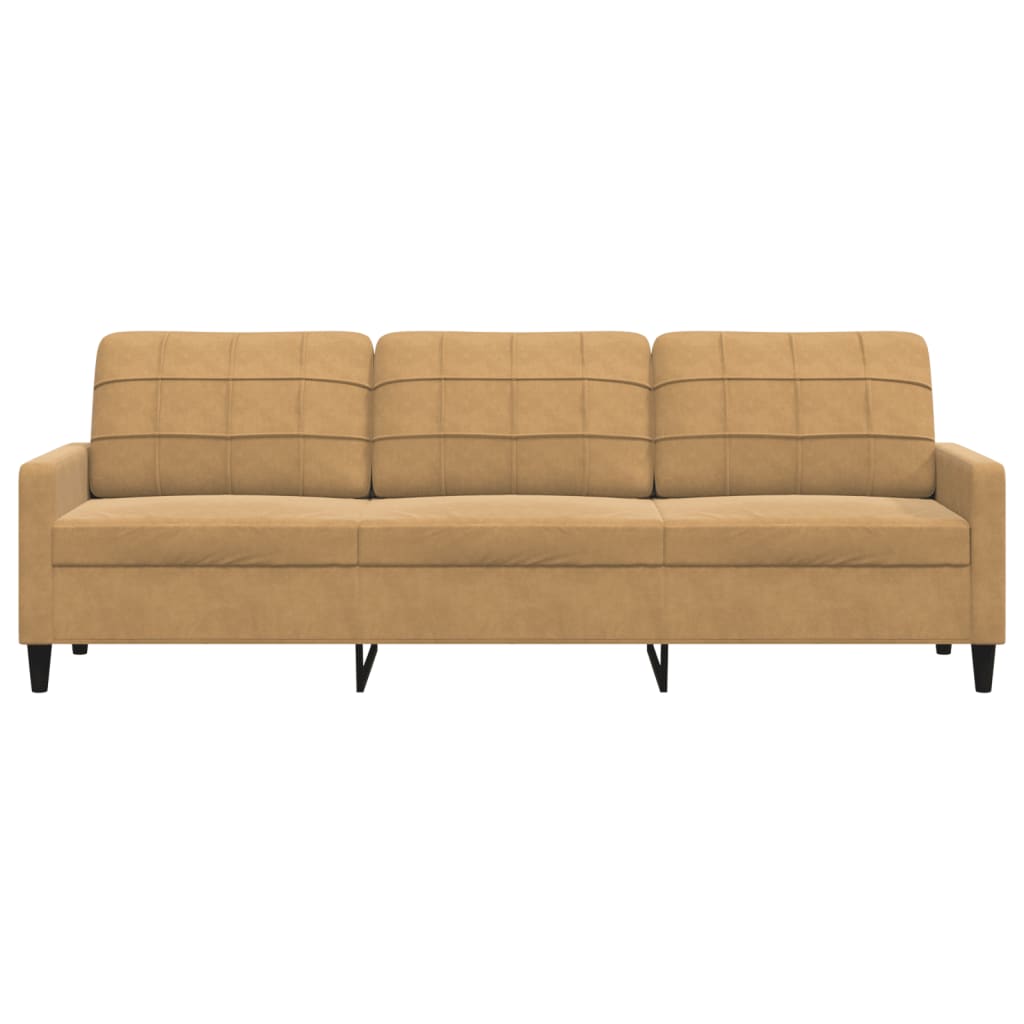 Trivietė sofa, rudos spalvos, 210cm, aksomas