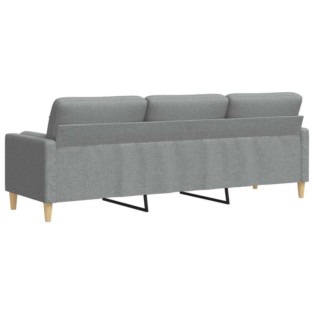 Trivietė sofa su pagalvėlėmis, šviesiai pilka, 210cm, audinys