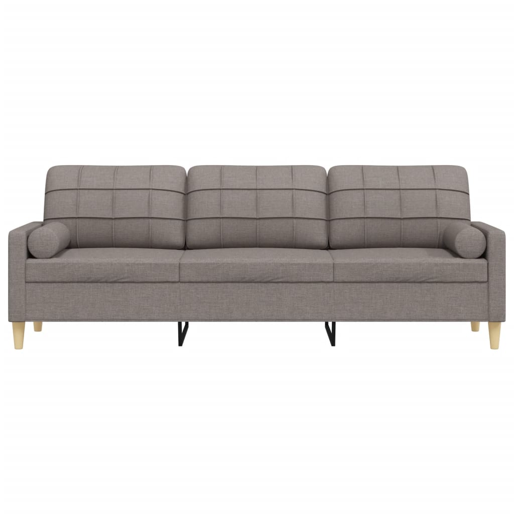 Trivietė sofa su pagalvėlėmis, taupe spalvos, 210cm, audinys