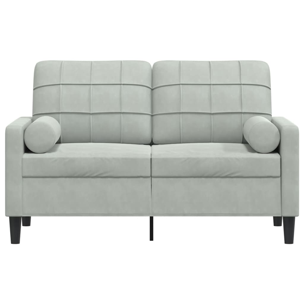 Dvivietė sofa su pagalvėlėmis, šviesiai pilka, 120cm, aksomas