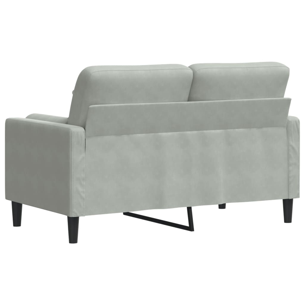 Dvivietė sofa su pagalvėlėmis, šviesiai pilka, 120cm, aksomas