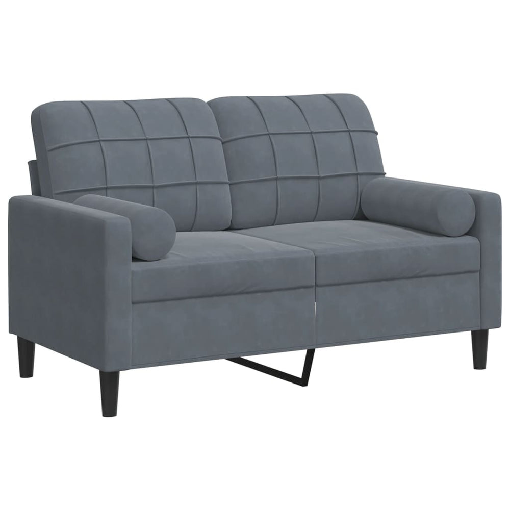 Dvivietė sofa su pagalvėlėmis, tamsiai pilka, 120cm, aksomas