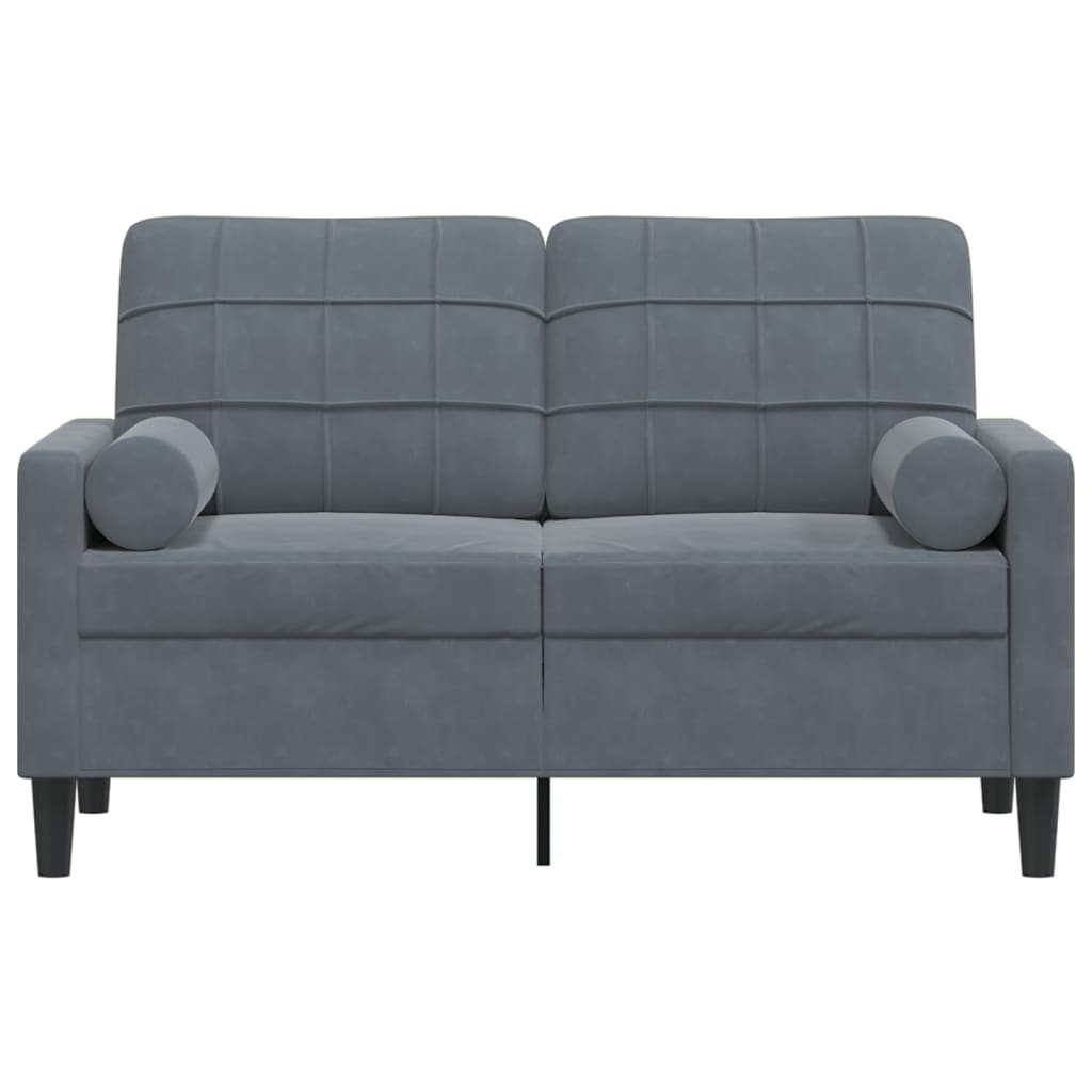 Dvivietė sofa su pagalvėlėmis, tamsiai pilka, 120cm, aksomas