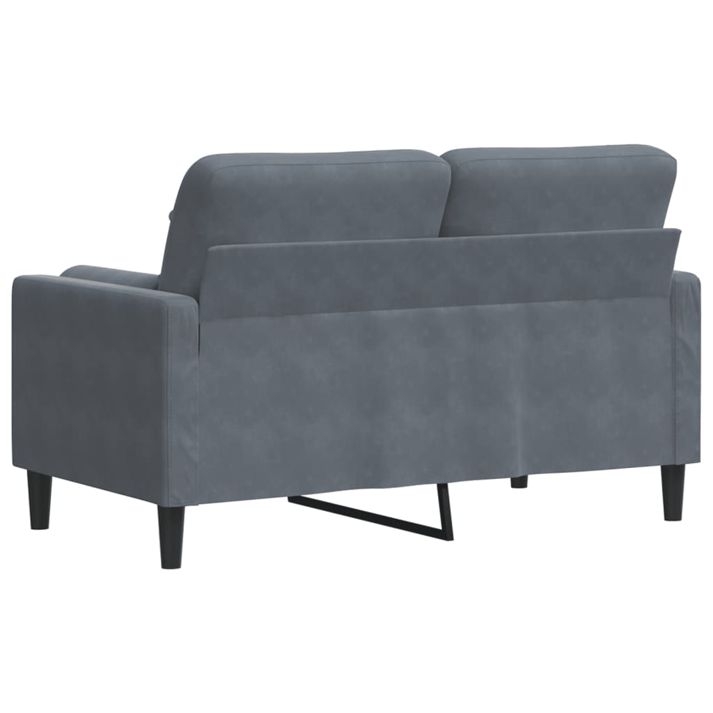 Dvivietė sofa su pagalvėlėmis, tamsiai pilka, 120cm, aksomas