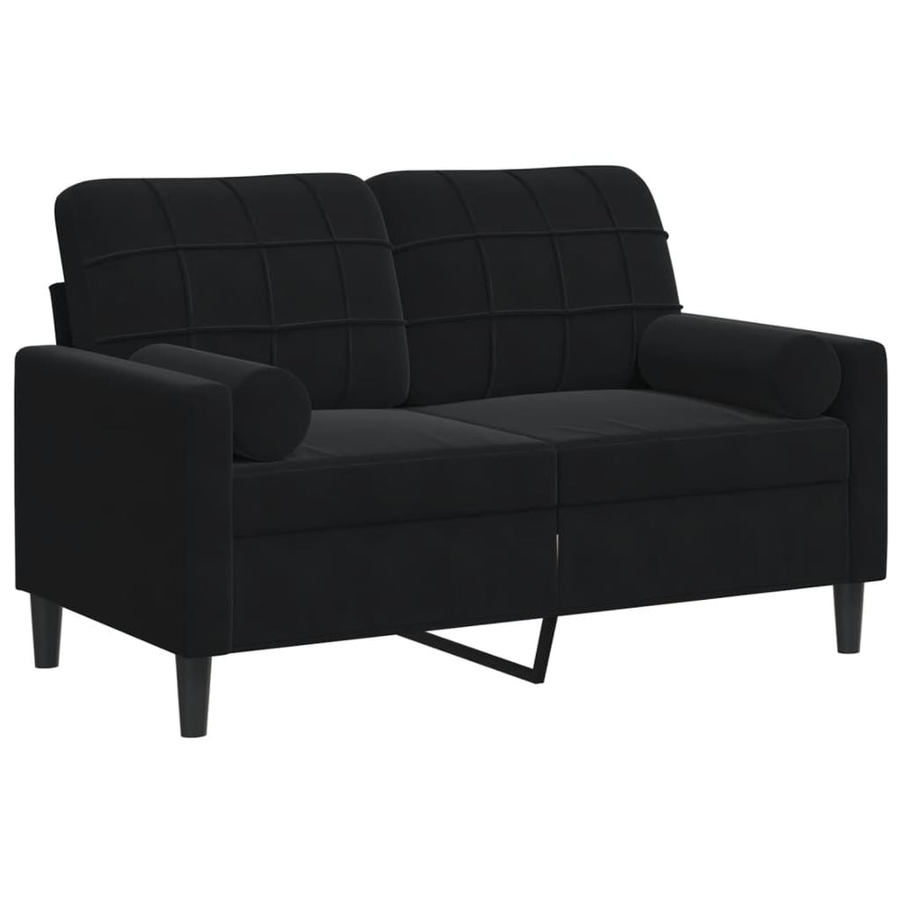 Dvivietė sofa su pagalvėlėmis, juodos spalvos, 120cm, aksomas