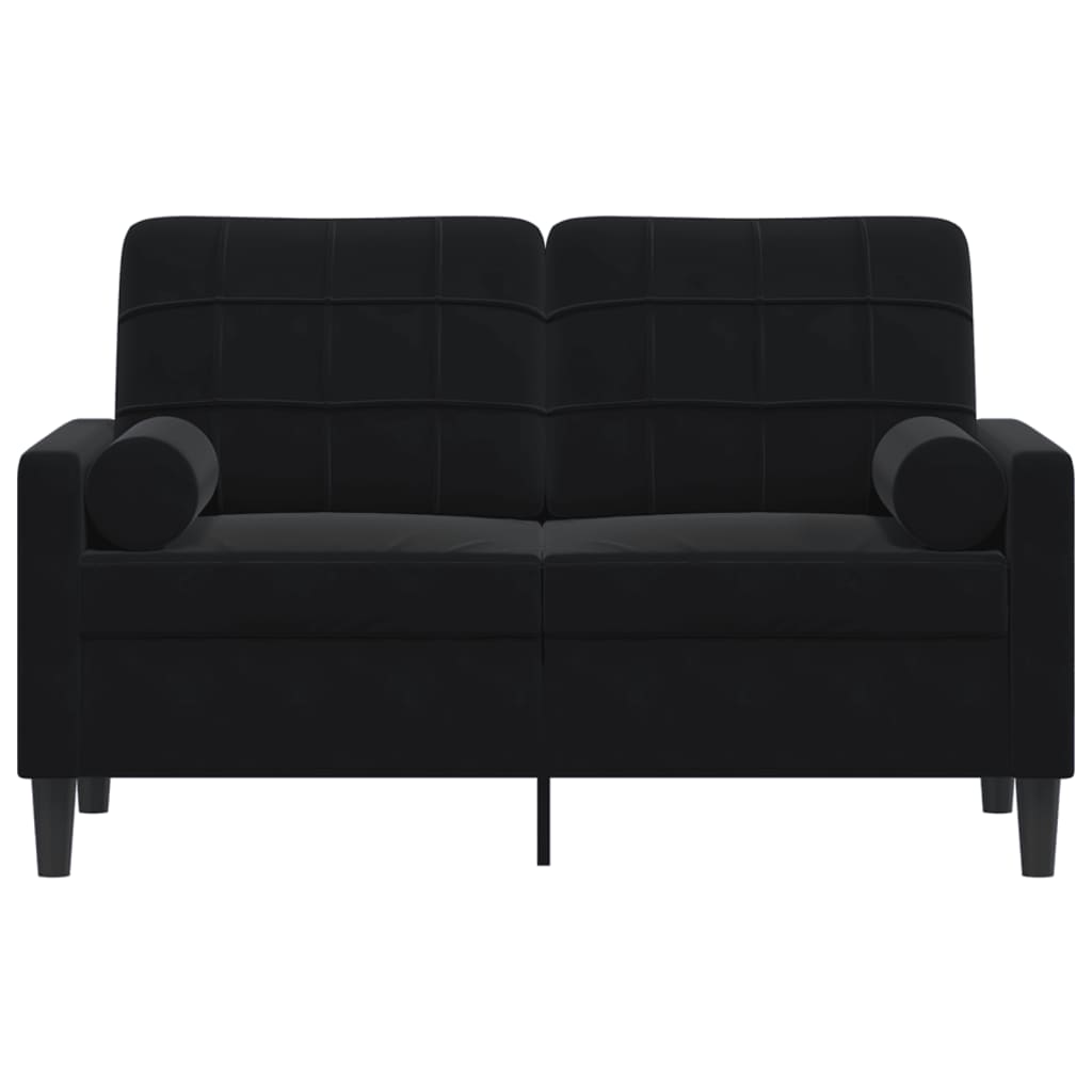 Dvivietė sofa su pagalvėlėmis, juodos spalvos, 120cm, aksomas