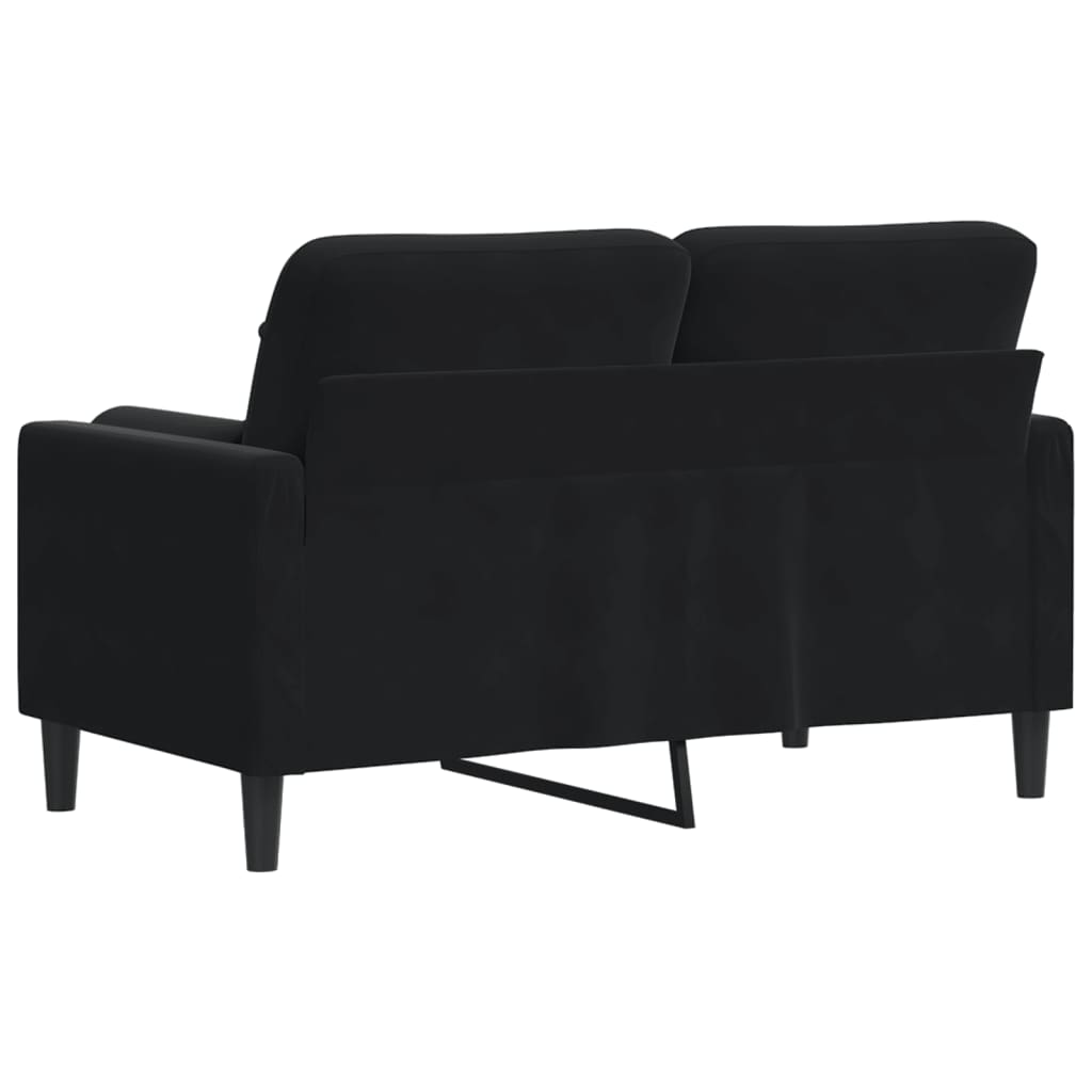 Dvivietė sofa su pagalvėlėmis, juodos spalvos, 120cm, aksomas