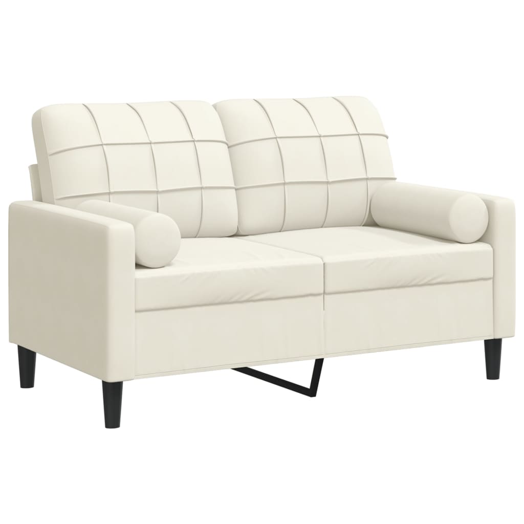 Dvivietė sofa su pagalvėlėmis, kreminės spalvos, 120cm, aksomas