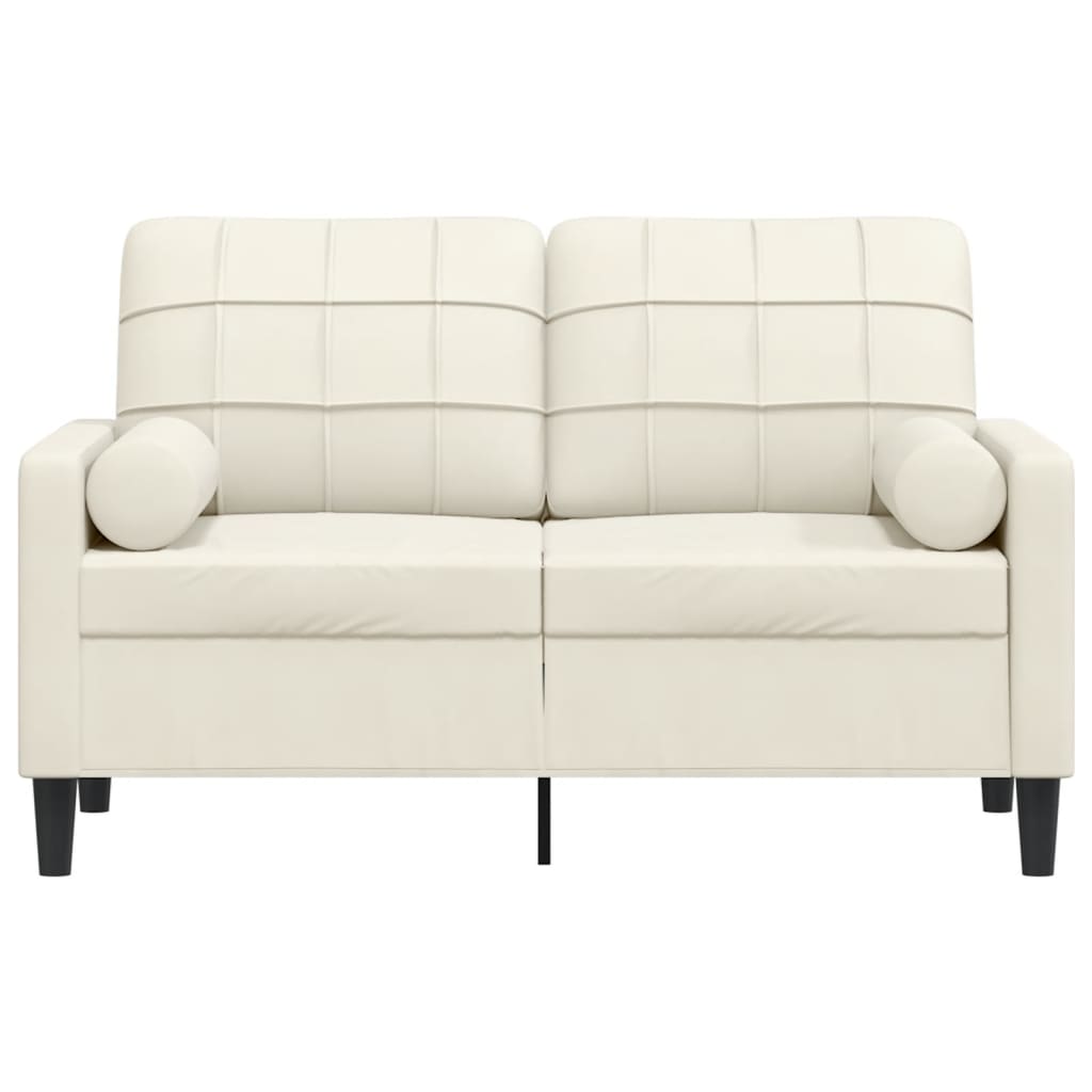 Dvivietė sofa su pagalvėlėmis, kreminės spalvos, 120cm, aksomas