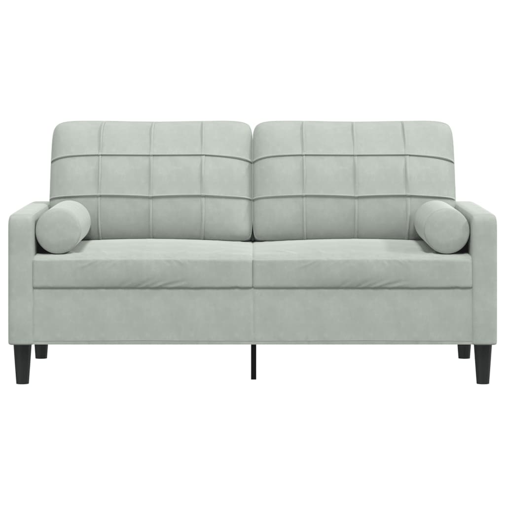 Dvivietė sofa su pagalvėlėmis, šviesiai pilka, 140cm, aksomas