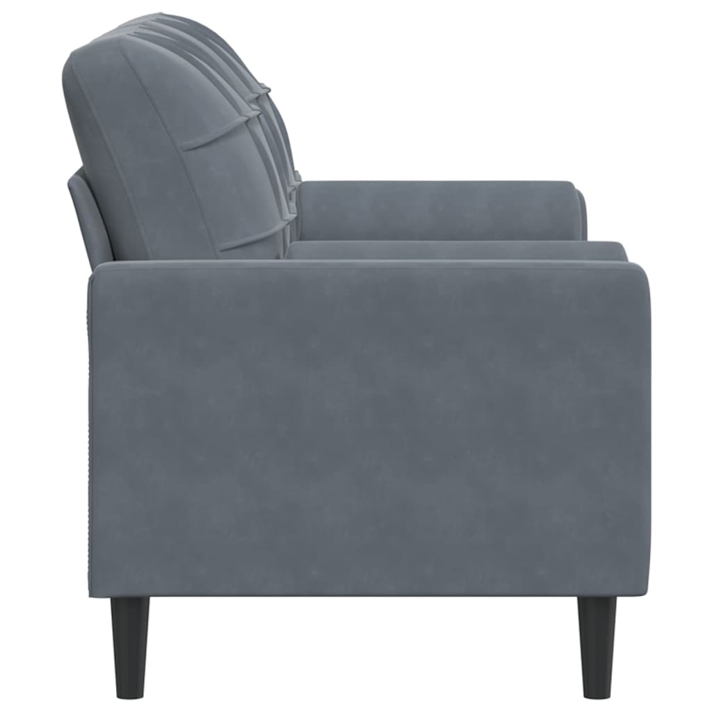 Dvivietė sofa su pagalvėlėmis, tamsiai pilka, 140cm, aksomas