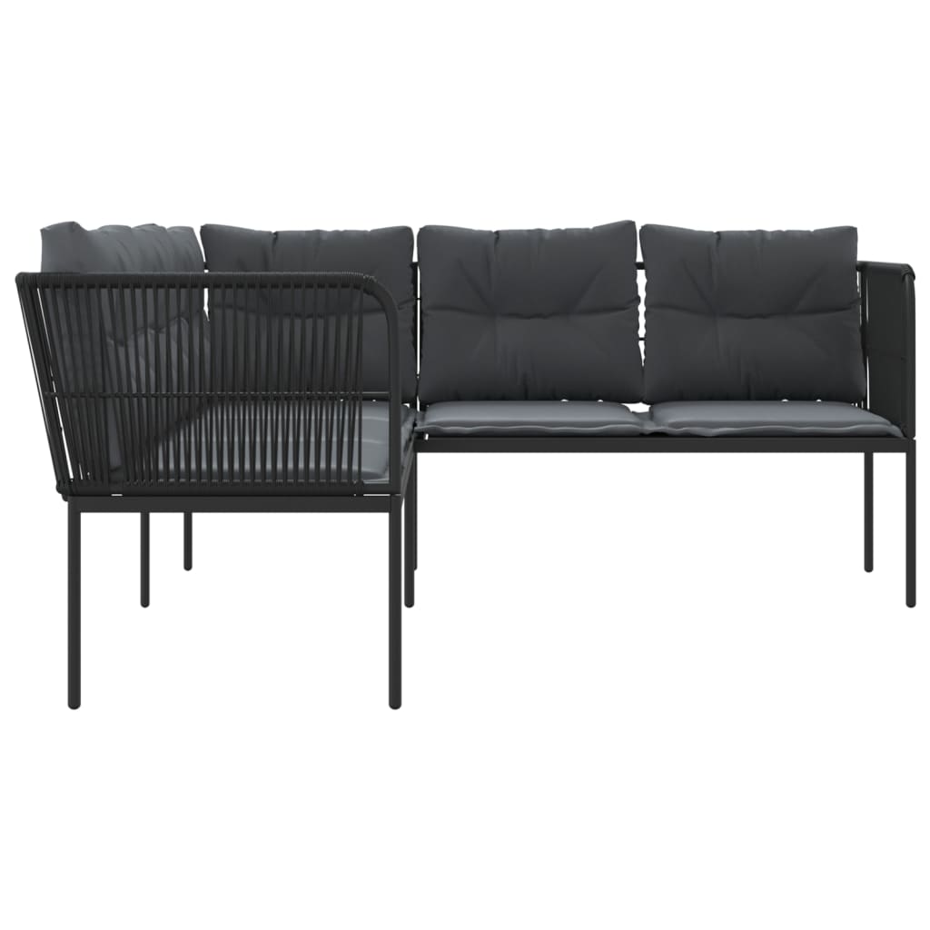 Sodo sofa su pagalvėlėmis, juoda, plienas/tekstilenas