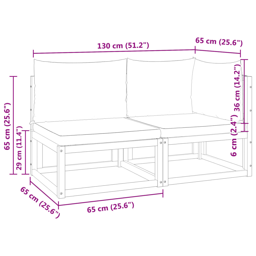 Dvivietė sodo sofa su pagalvėlėmis, akacijos medienos masyvas