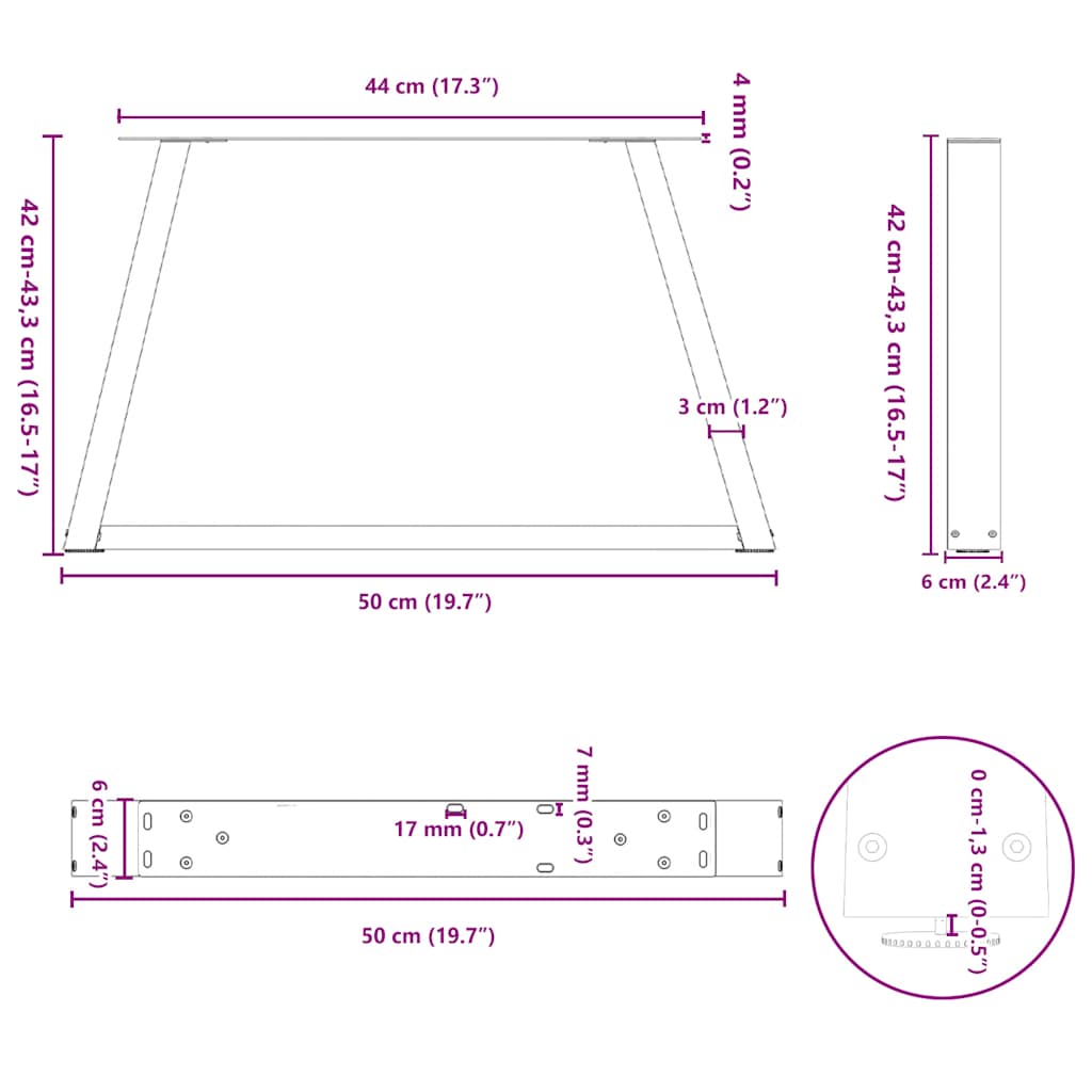 Valgomojo stalo kojos V formos 2 vnt Baltos 50x(42-43,3) cm