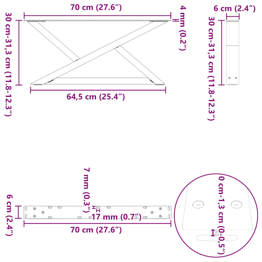 Kavos staliuko kojelės 2 vnt Juoda 70x(30-31,3) cm Plienas