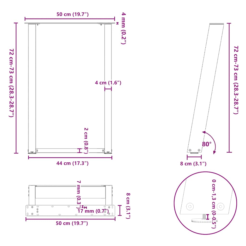 Valgomojo stalo kojelės, U formos, 2 vnt., juoda, 50x(72-73)cm