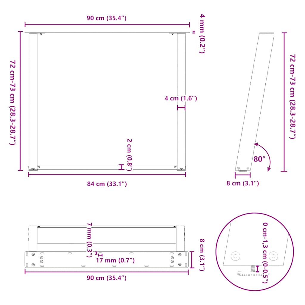 Valgomojo stalo kojelės, U formos, 2 vnt., 90x(72-73)cm