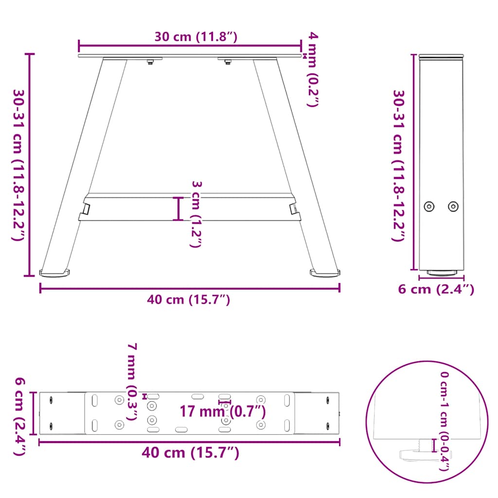 Kavos staliuko kojelės, A formos, 2 vnt., juoda, 40x(30-31)cm