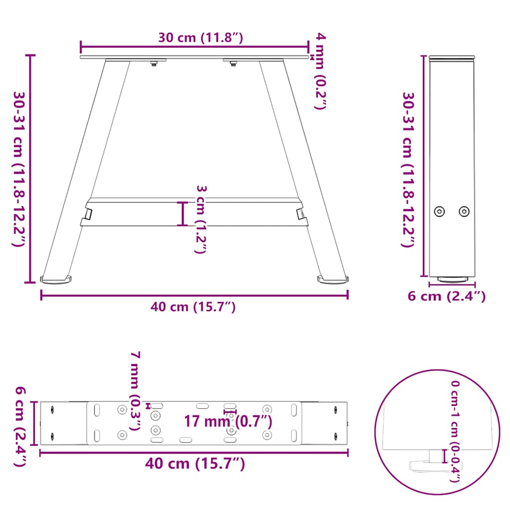 kavos staliuko kojelės A formos 2 vnt Baltos 40x(30-31) cm